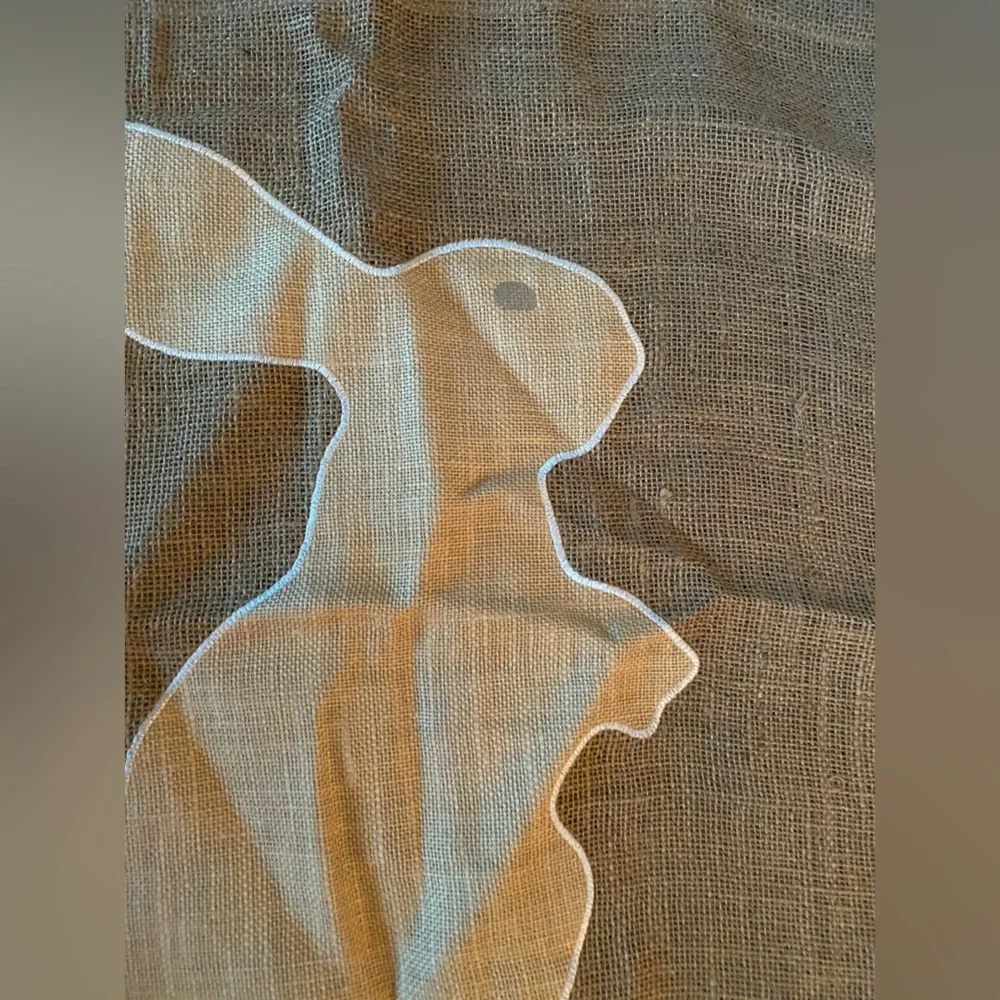 Pottery Barn Embroidered Bunny & Happy Easter Outdoor Burlap Flag